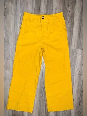 Maeve Anthropologie The Colette Pants Women's 29 Yellow Linen Blend Wide Leg